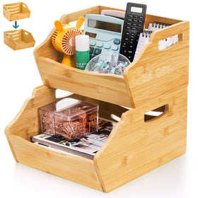 Cididu bamboo stackable bin large front open keeps foods visible and accessible.