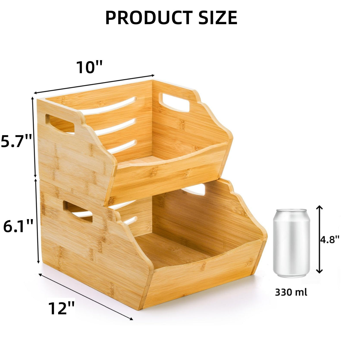 Cididu bamboo stackable bin small front open ideal for quick snack storage.