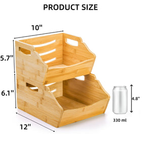Cididu bamboo stackable bin small front open ideal for quick snack storage.