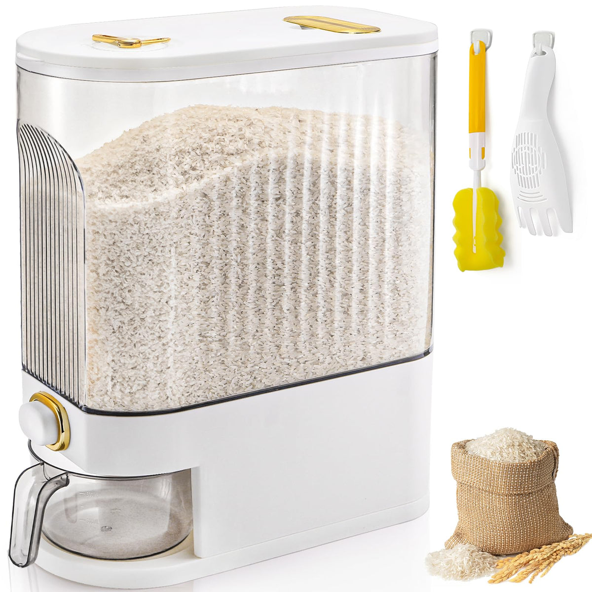Cididu Clear Rice Holder Dispenser with transparent body for easy capacity checks.