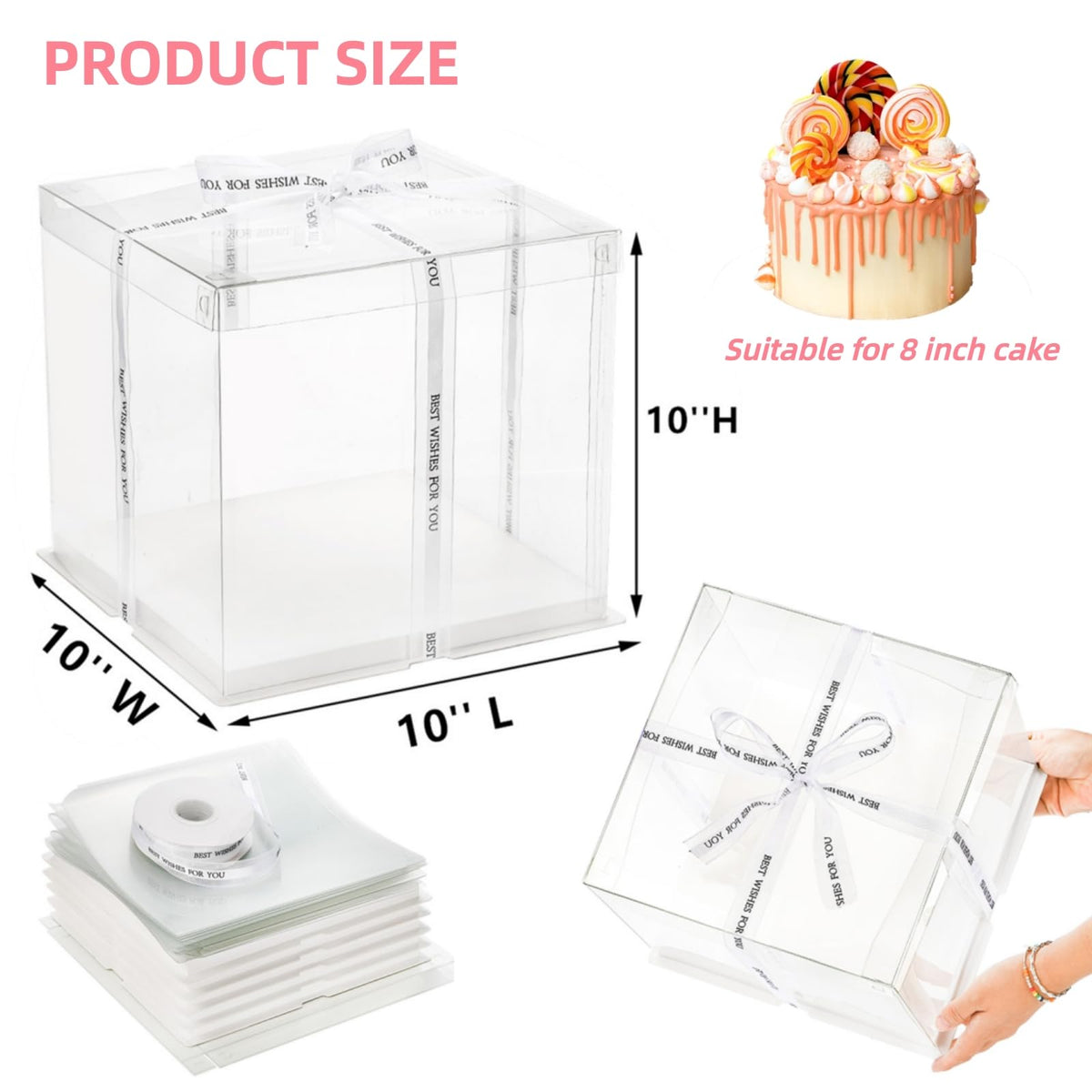 Cididu top view of clear cake box showing lid for display