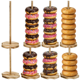 Cididu wood donut stand long holds 8-10 donuts for elegant dessert display.
