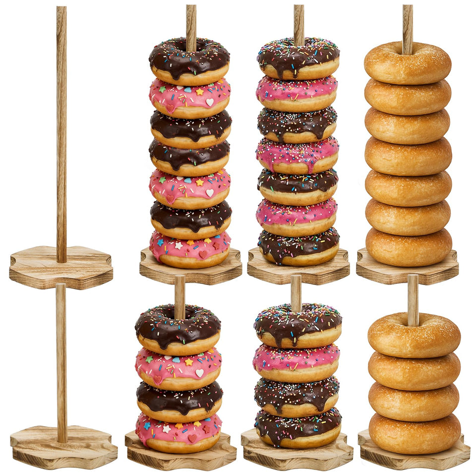 Cididu wood donut stand long holds 8-10 donuts for elegant dessert display.
