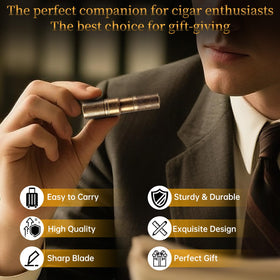 CIGARLOONG cigar punch showing 90-degree drill alignment for versatile openings.