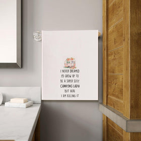 Cilrii towel hanging in a camper van for on-the-go use and airflow.