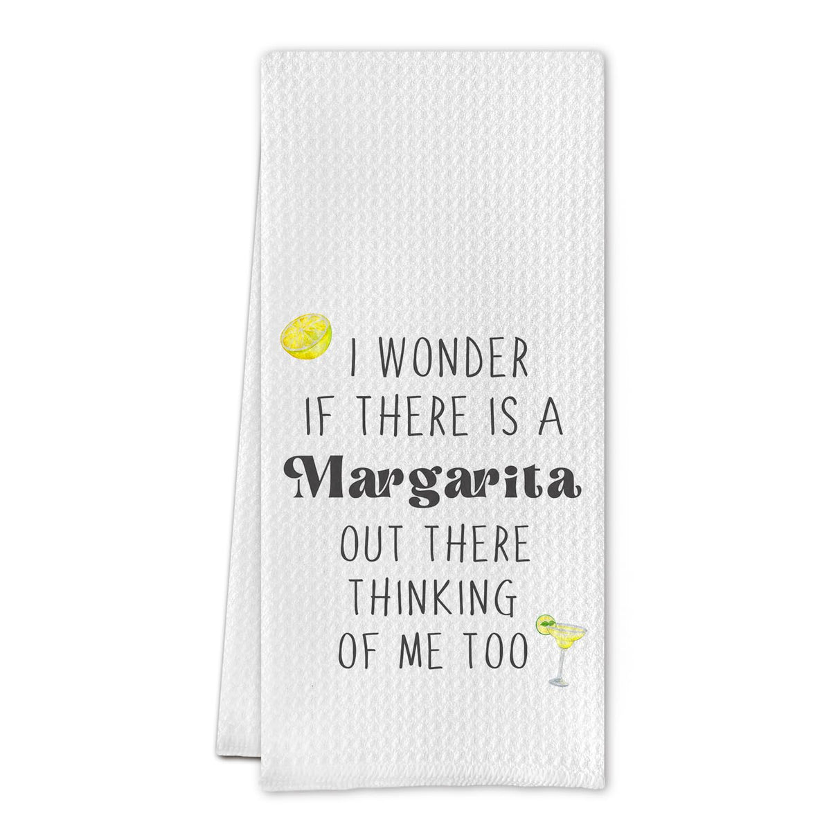 Cilrii Margarita kitchen towel with waffle weave for quick dish drying.