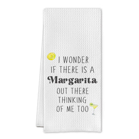 Cilrii Margarita kitchen towel with waffle weave for quick dish drying.