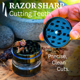 Cinder Clear Cut grinder with magnetic lid securing during use