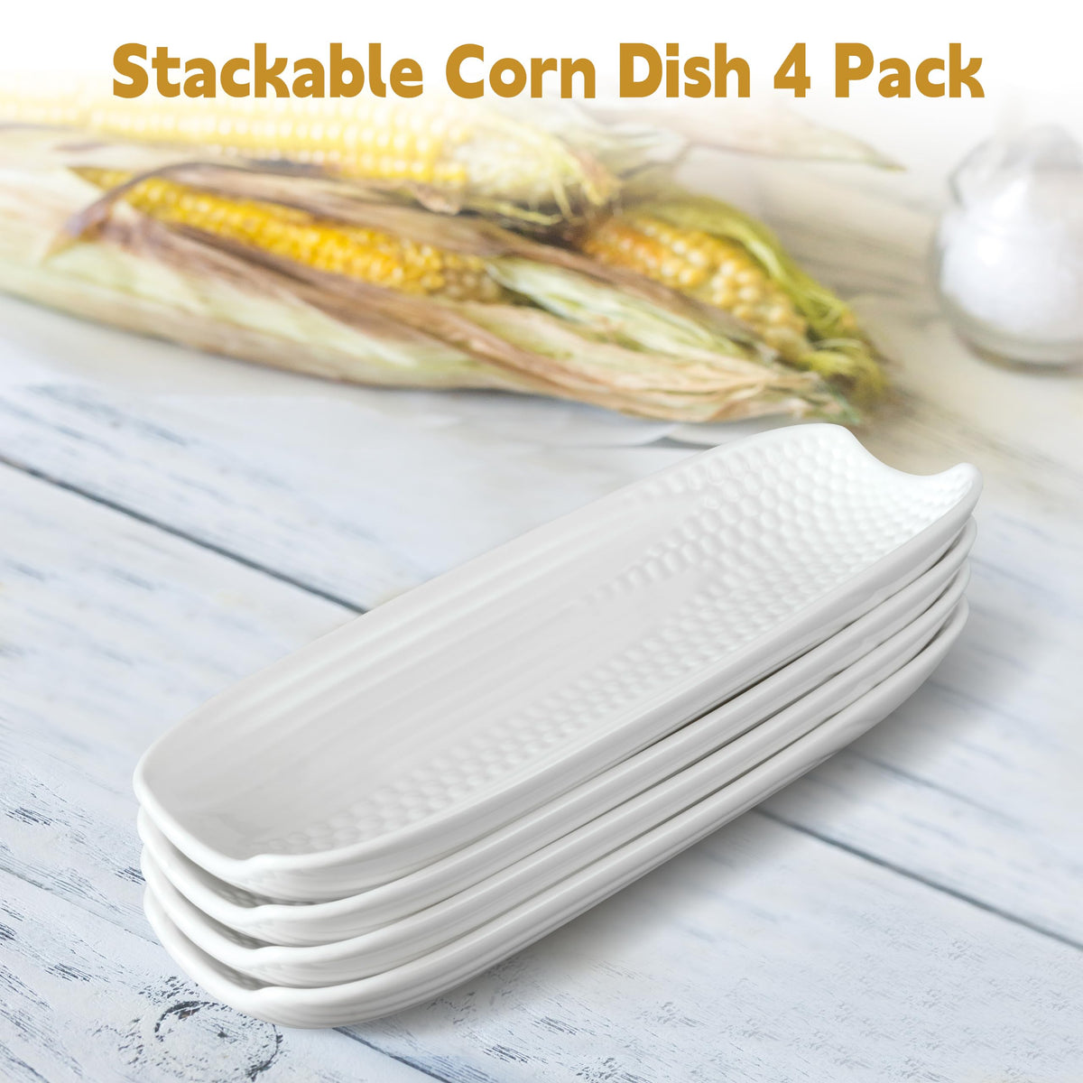 Cinf ceramic corn dish with non-slip bottom keeps corn steady during serving.