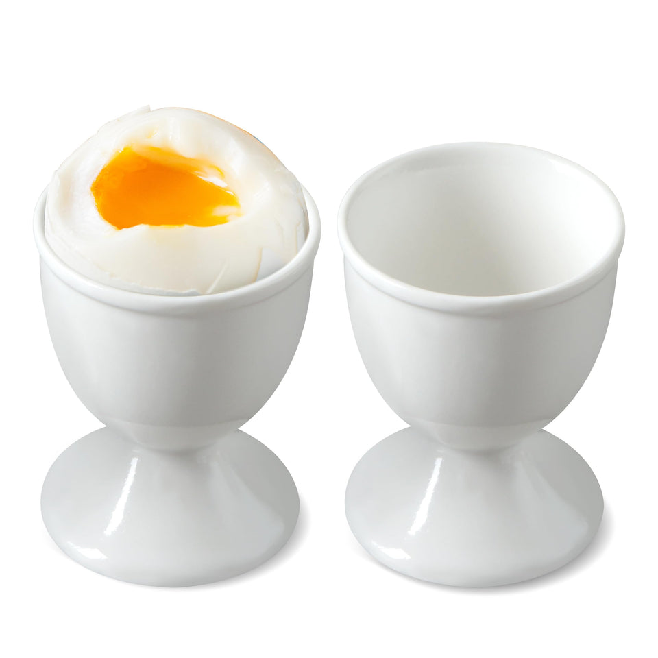 Cinf ceramic egg cups on table offer a stable, easy breakfast setup.