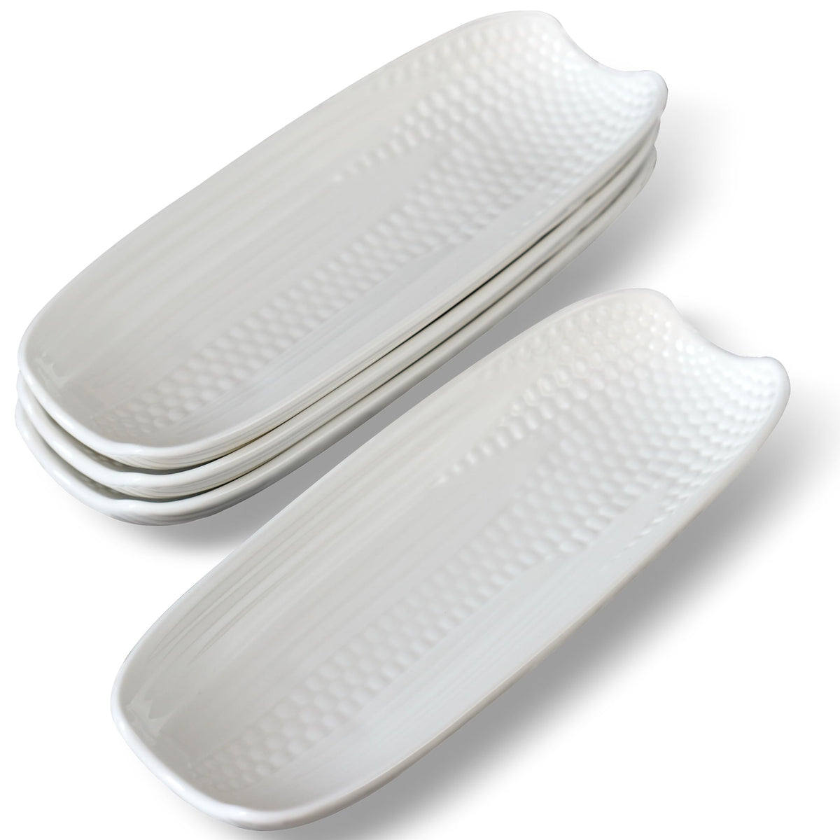 Cinf top-rack safe corn dish is microwave and oven friendly.