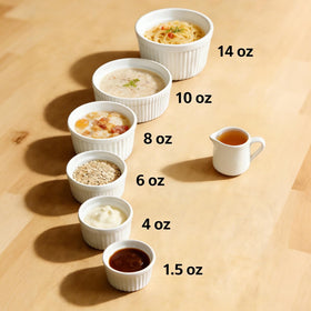 Cinf White creme brulee dishes for elegant individual servings