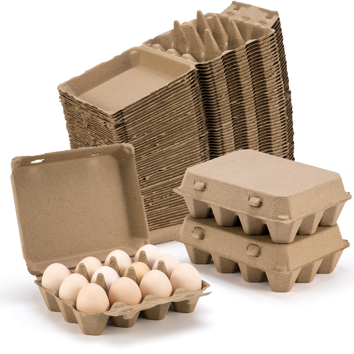 CINPIUK 50-pack egg carton with 3x4 cups protects farm eggs during transport