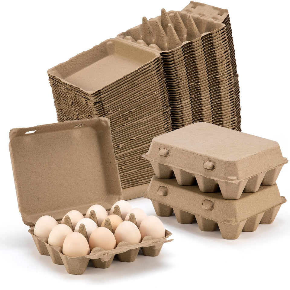 CINPIUK 50-pack egg carton with 3x4 cups protects farm eggs during transport