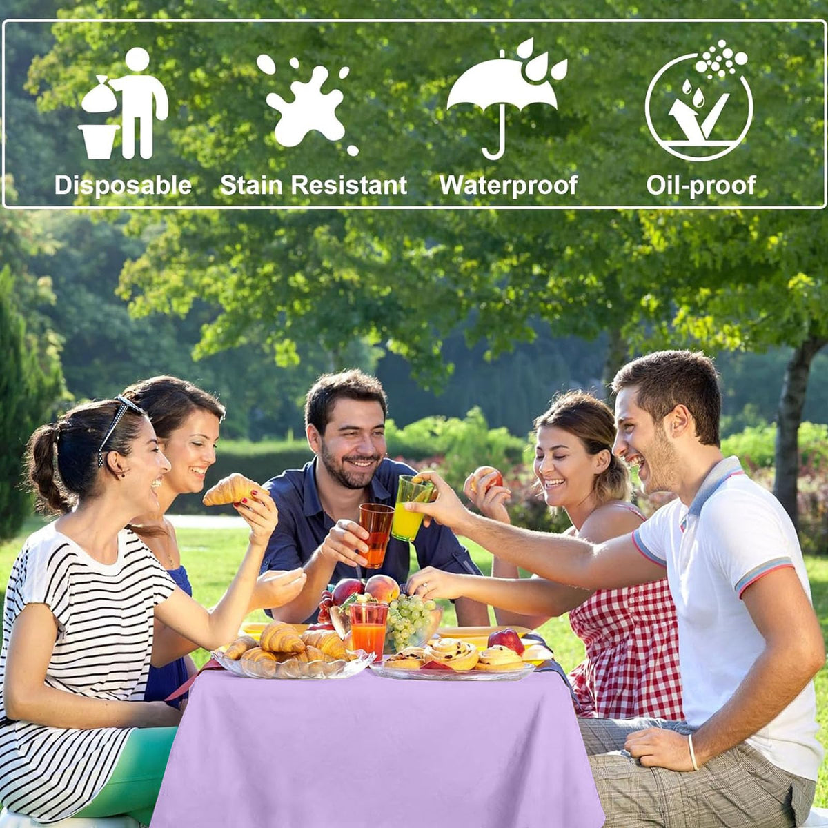 CINSOEN pastel-color tablecloths brighten events while protecting surfaces.