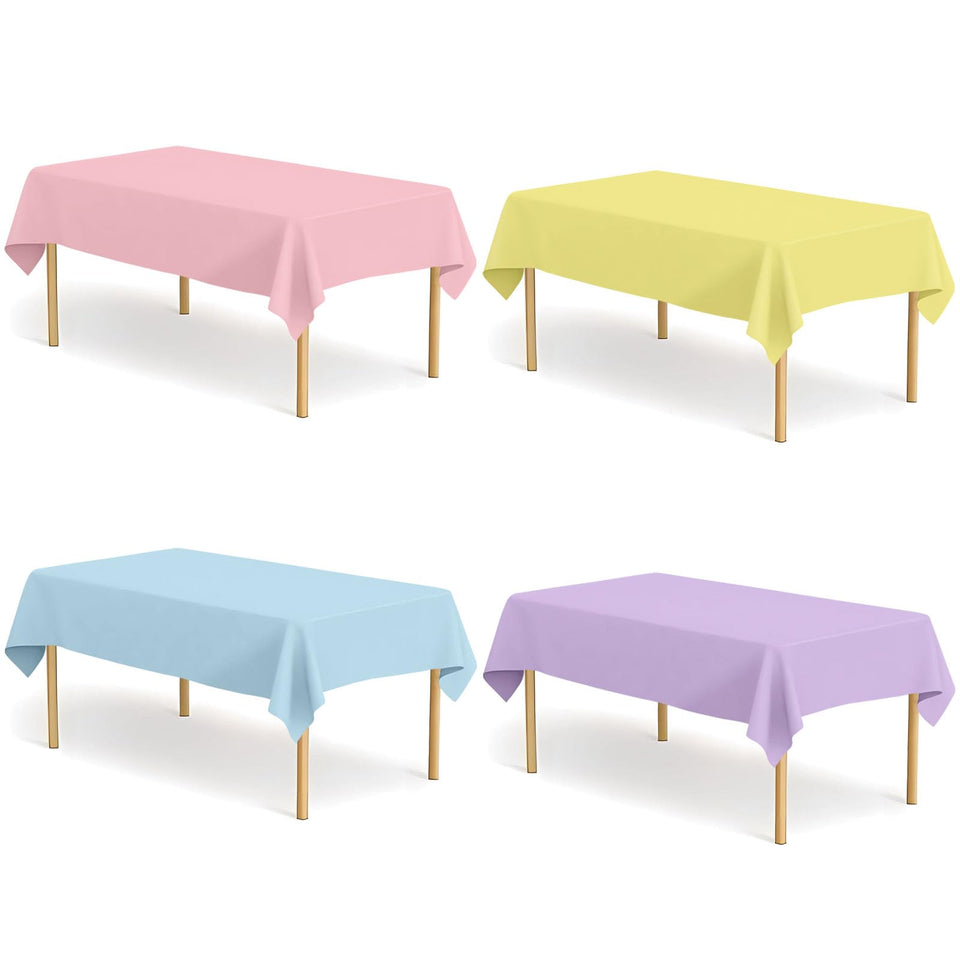 CINSOEN pastel tablecloth 4-pack covers 54x108 inches for spill-free parties.