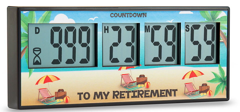 CIRBIC retirement timer front view on desk for milestone planning