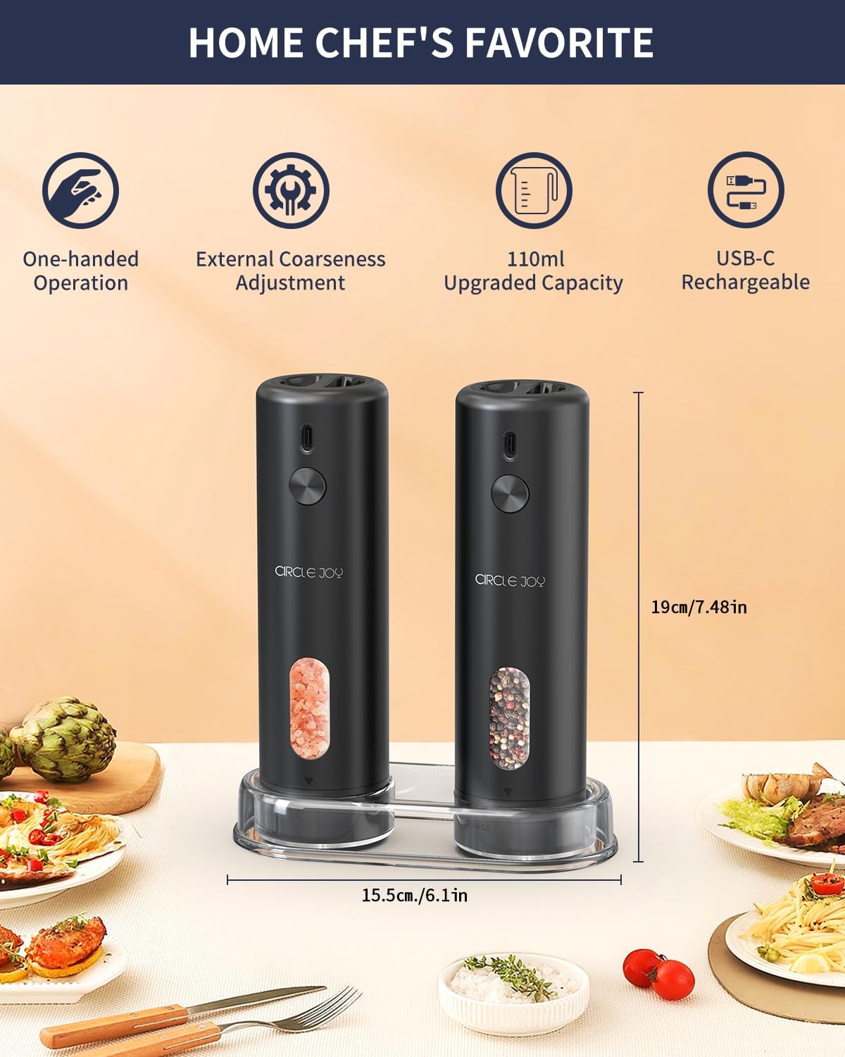 CIRCLE JOY 110ml container emphasizes larger capacity for longer cooking sessions.