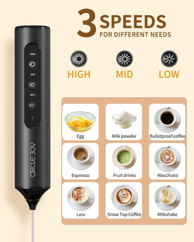 Circle Joy frother with 3-speed settings for versatile blending