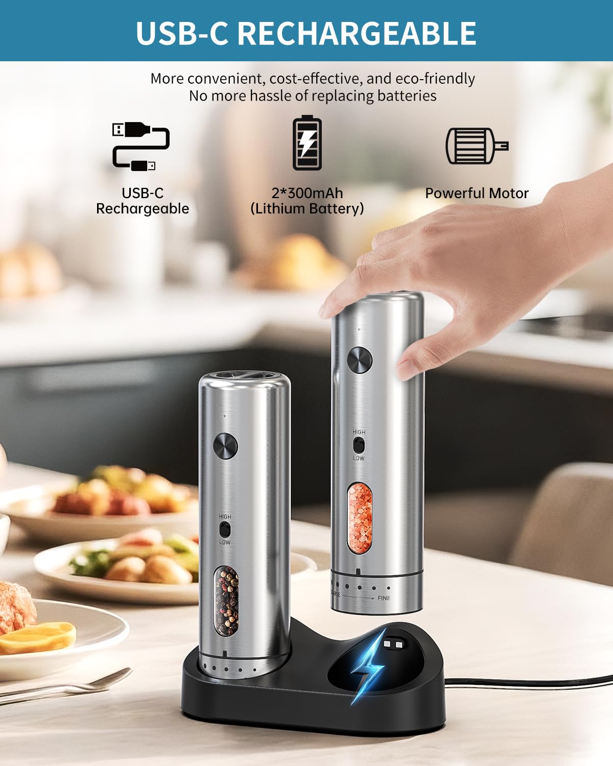 Circle Joy grinder with CD-pattern button and LED for visible grinding