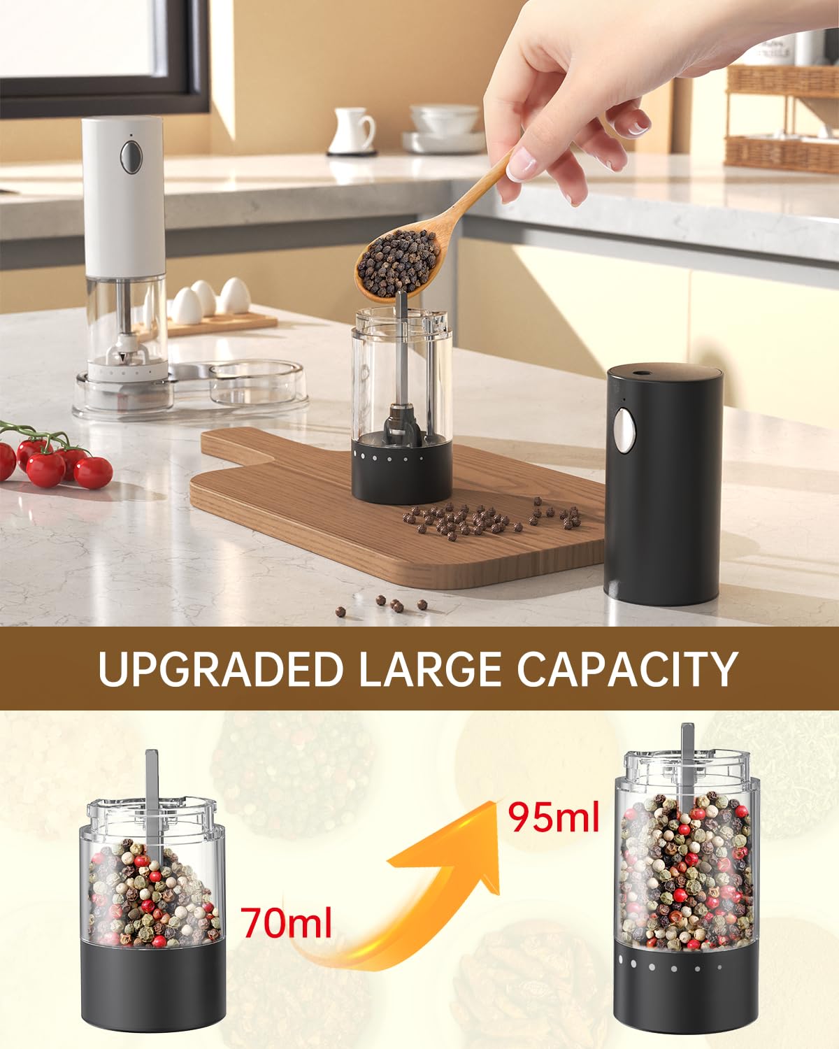 Circle Joy clear storage base keeps grinders organized on the counter.
