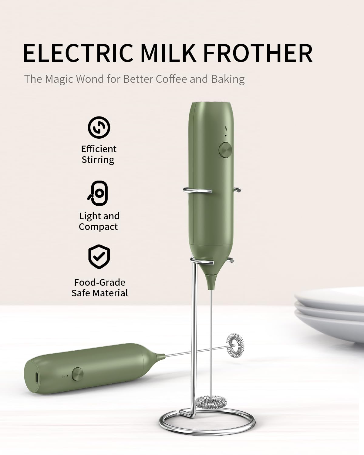 Circle Joy dual spring whisk foaming rod delivers rich foam quickly