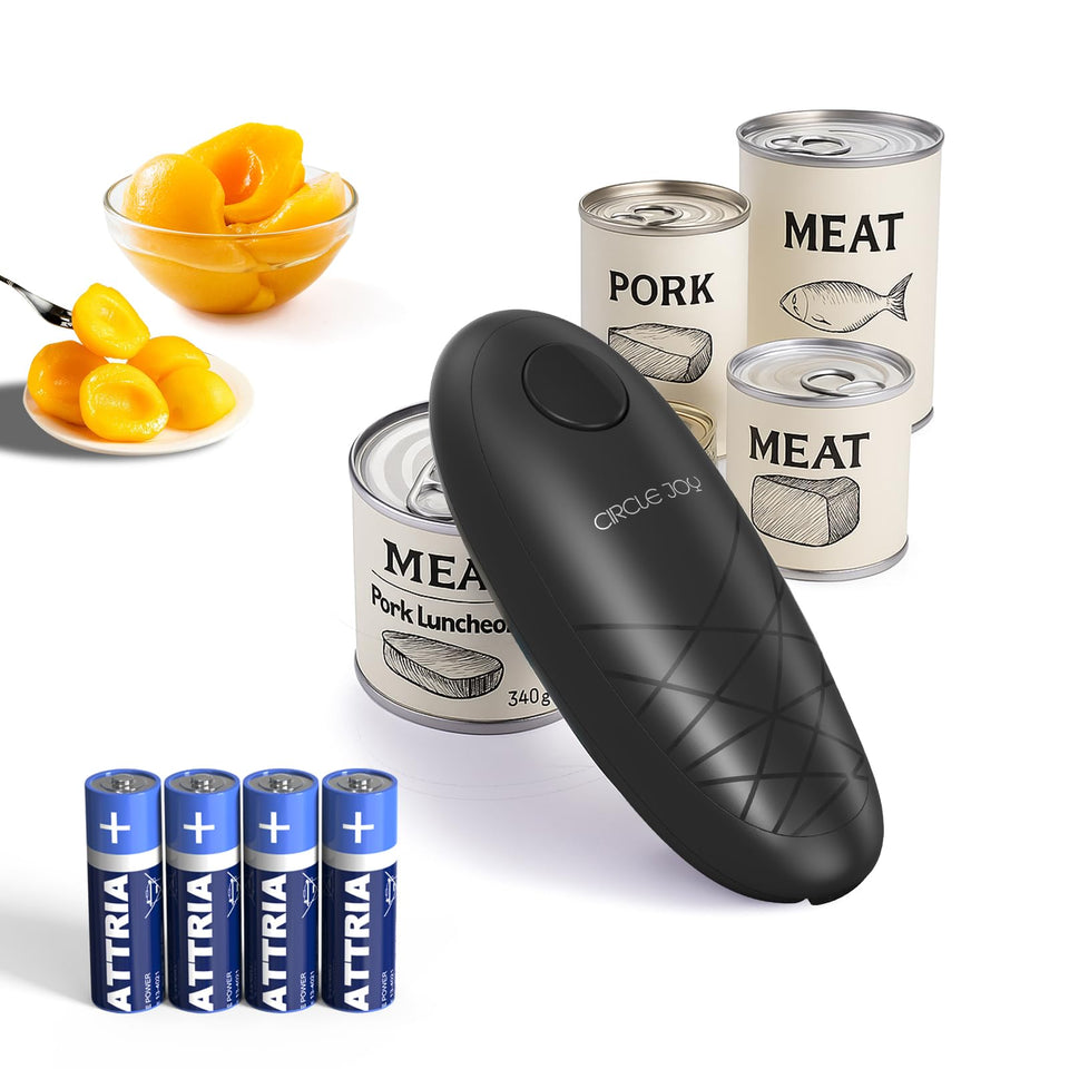 CIRCLE JOY electric can opener with one-touch operation for effortless, clean opening.