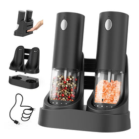 Circle Joy electric salt and pepper grinder base charging dock enables simultaneous charging.