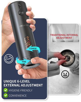 Circle Joy external coarseness adjustment lets you dial texture easily for perfect grind
