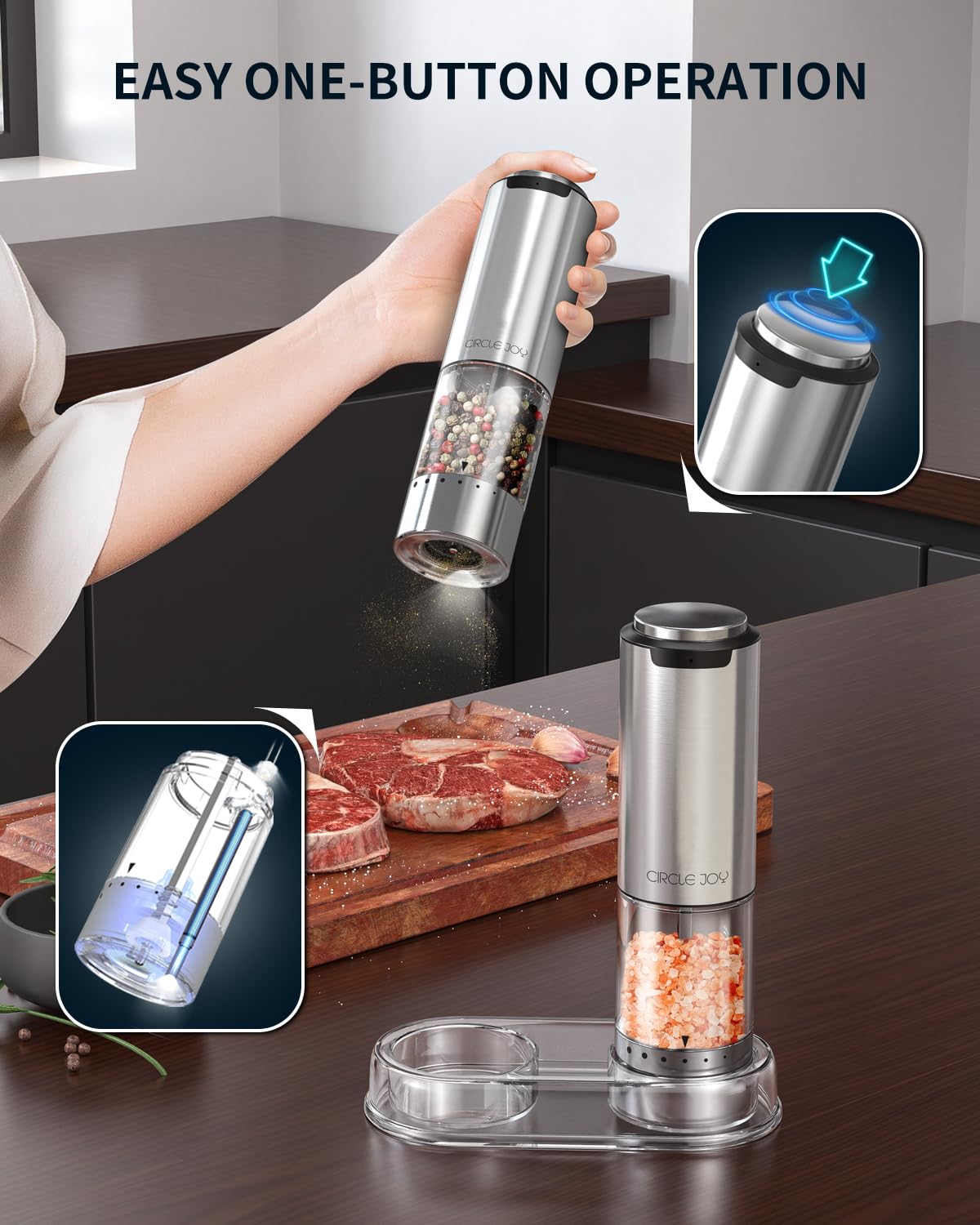 Circle Joy exterior coarseness dial lets you adjust texture without touching peppers