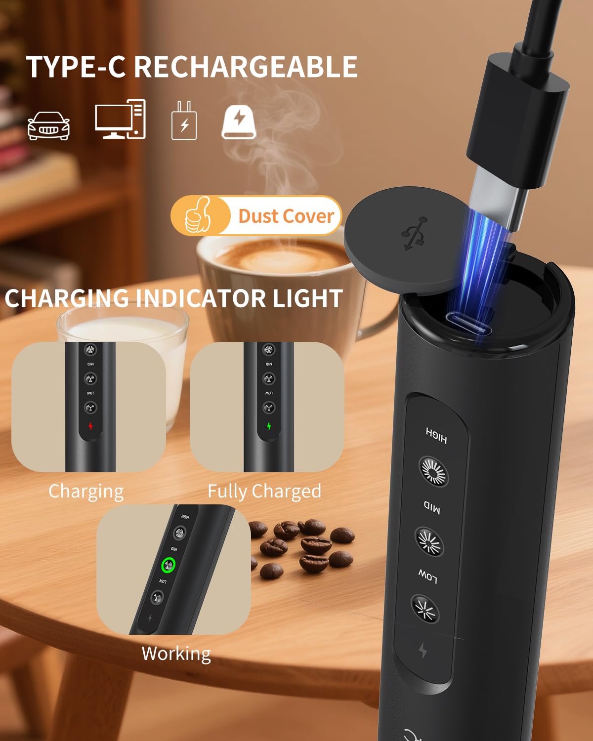 Circle Joy frother powder hook dissolves cocoa and protein powder smoothly