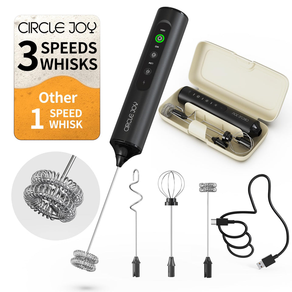Circle Joy frother three speeds create silky milk foam for lattes
