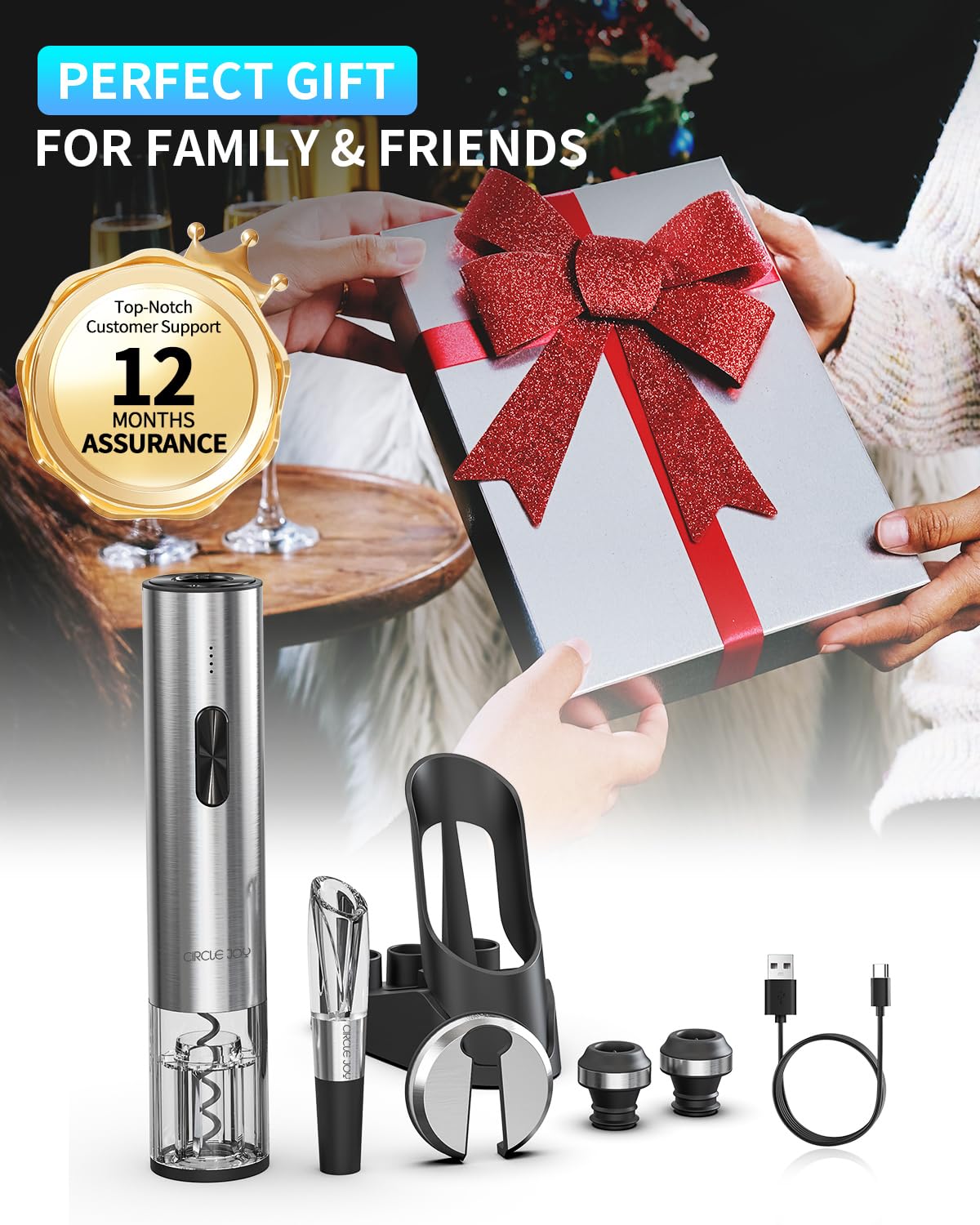 CIRCLE JOY 7-piece set presents a stylish gift for wine lovers