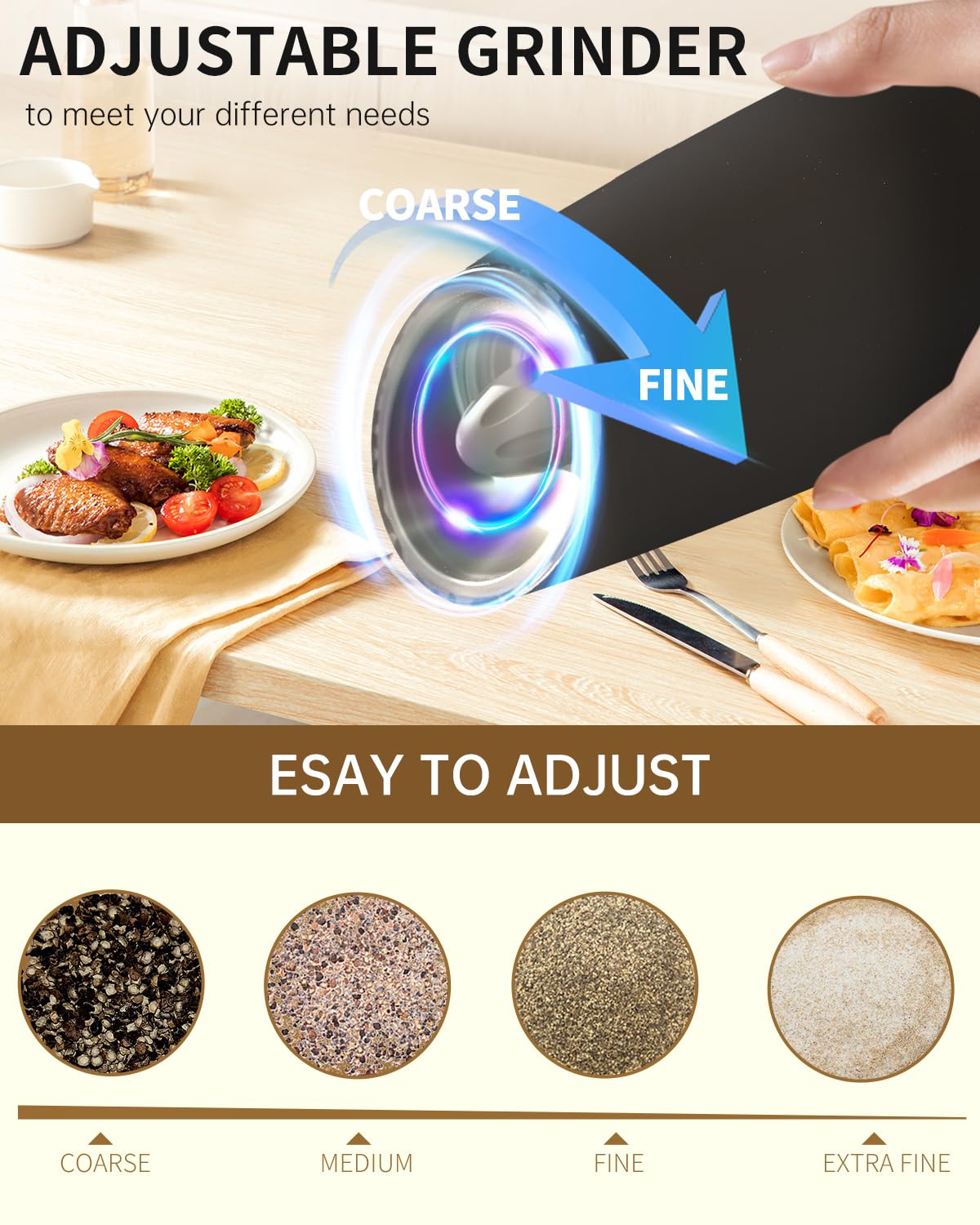 Circle Joy gravity grinder adjustable coarseness for pepper or salt.