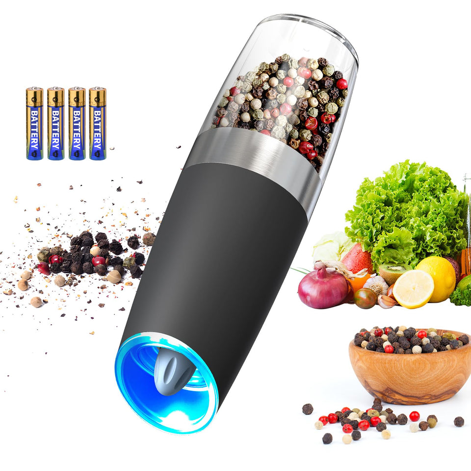 Circle Joy gravity electric pepper grinder with LED light for precise seasoning
