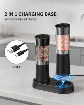 Circle Joy gravity pepper grinder on base for precise peppering