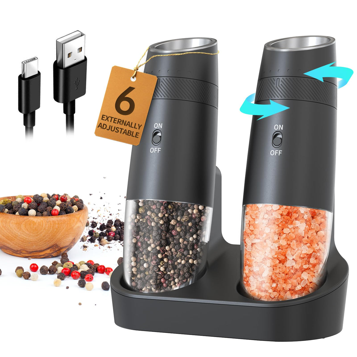 CIRCLE JOY gravity-sensor grinder in use to grind fresh spices