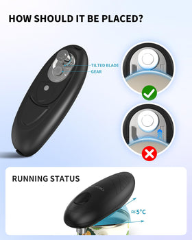 CIRCLE JOY hands-free design keeps hands clean during can opening.