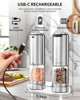 Circle Joy grinder with LED light helps you see texture while seasoning