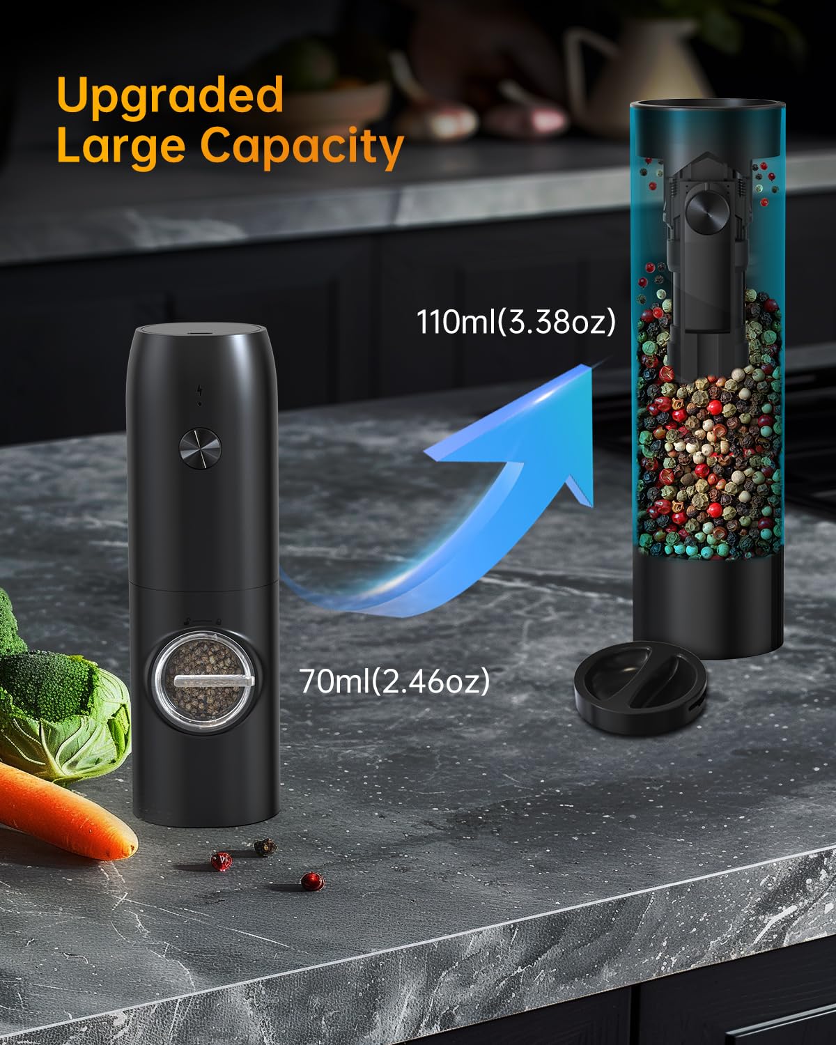 Circle Joy LED light activates during grinding for better visibility.