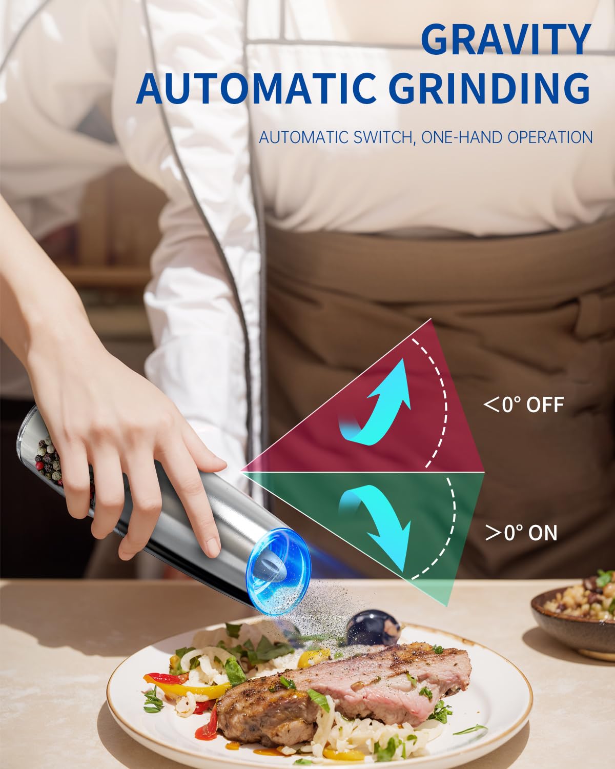 Circle Joy grinder showing blue LED light in use