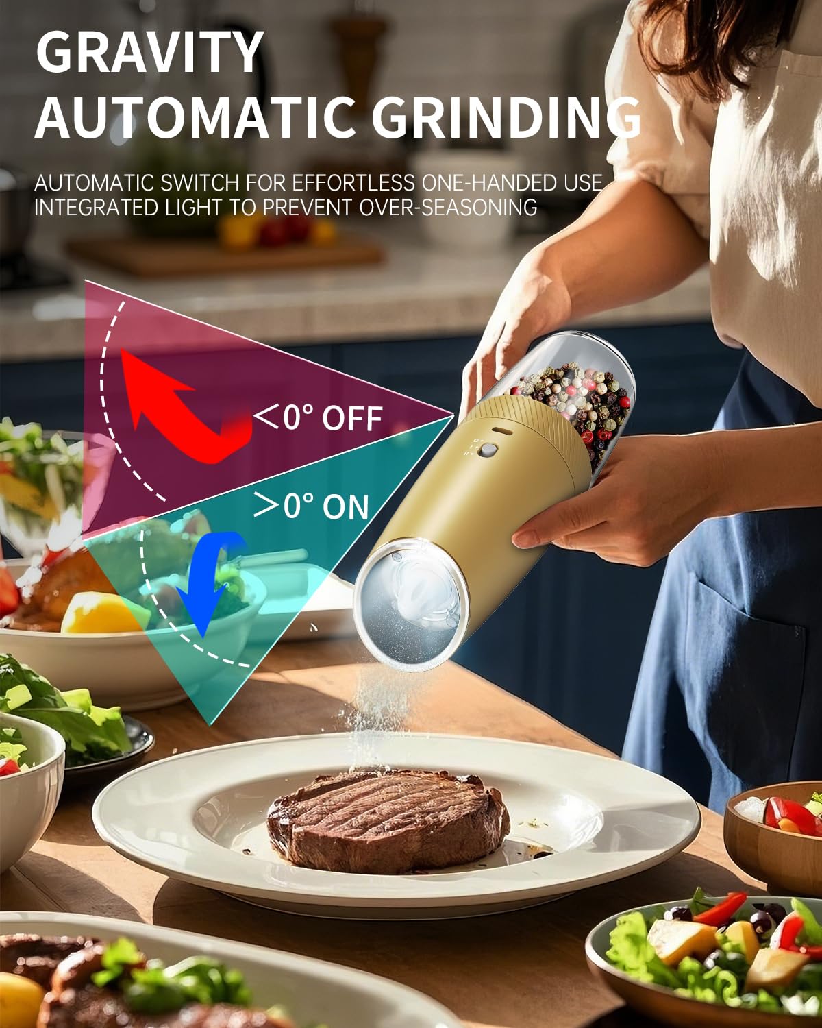 Circle Joy rechargeable grinder eliminates frequent battery replacements.