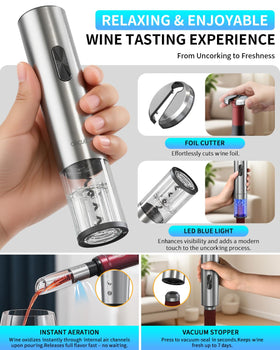 CIRCLE JOY rechargeable wine opener charges via USB-C for repeated use