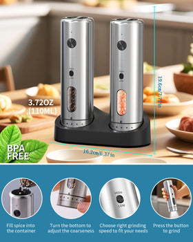 Top-fill 110ml container on Circle Joy salt and pepper grinders