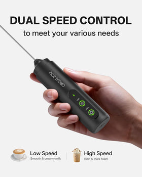 Circle Joy USB-C charging cable shown with the frother for easy recharging