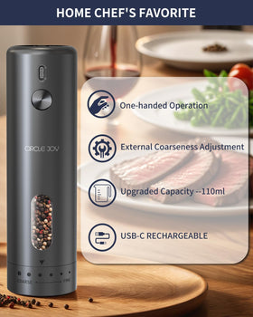 Circle Joy USB-C rechargeable pepper grinder stays ready for uninterrupted seasoning