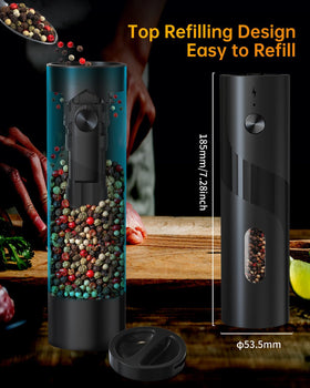 Circle Joy grinder set on charging base powering both grinders for convenient, clutter-free counters.