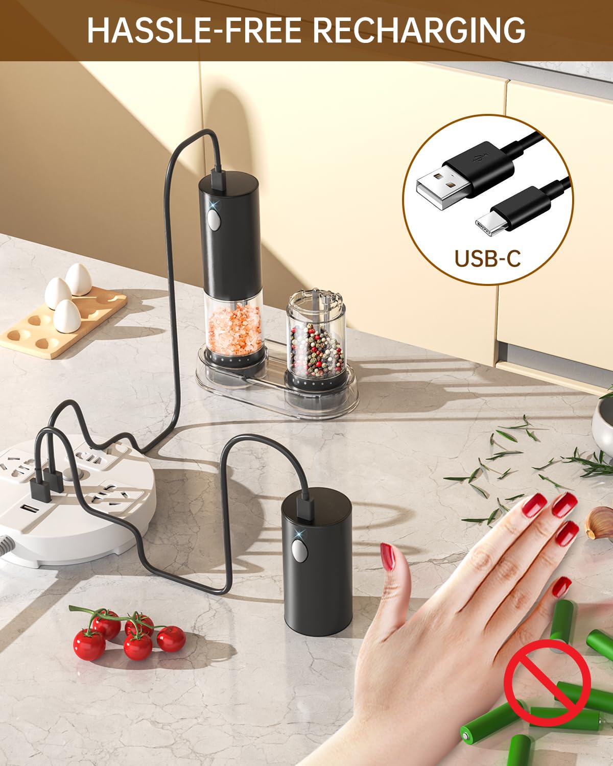 Circle Joy USB rechargeable grinders with fast charging for everyday cooking
