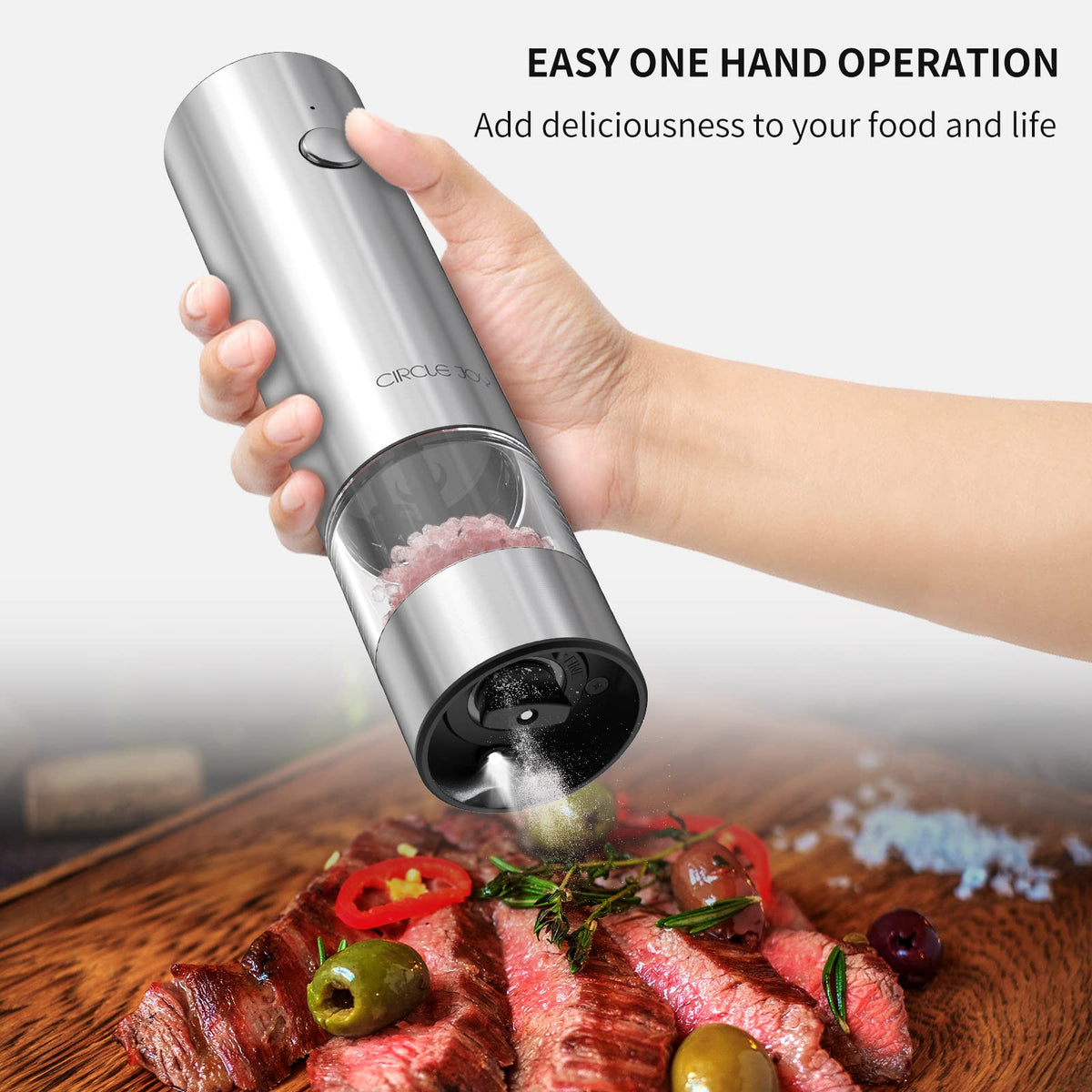 Circle Joy adjustable coarseness lets you choose fine to coarse grind.