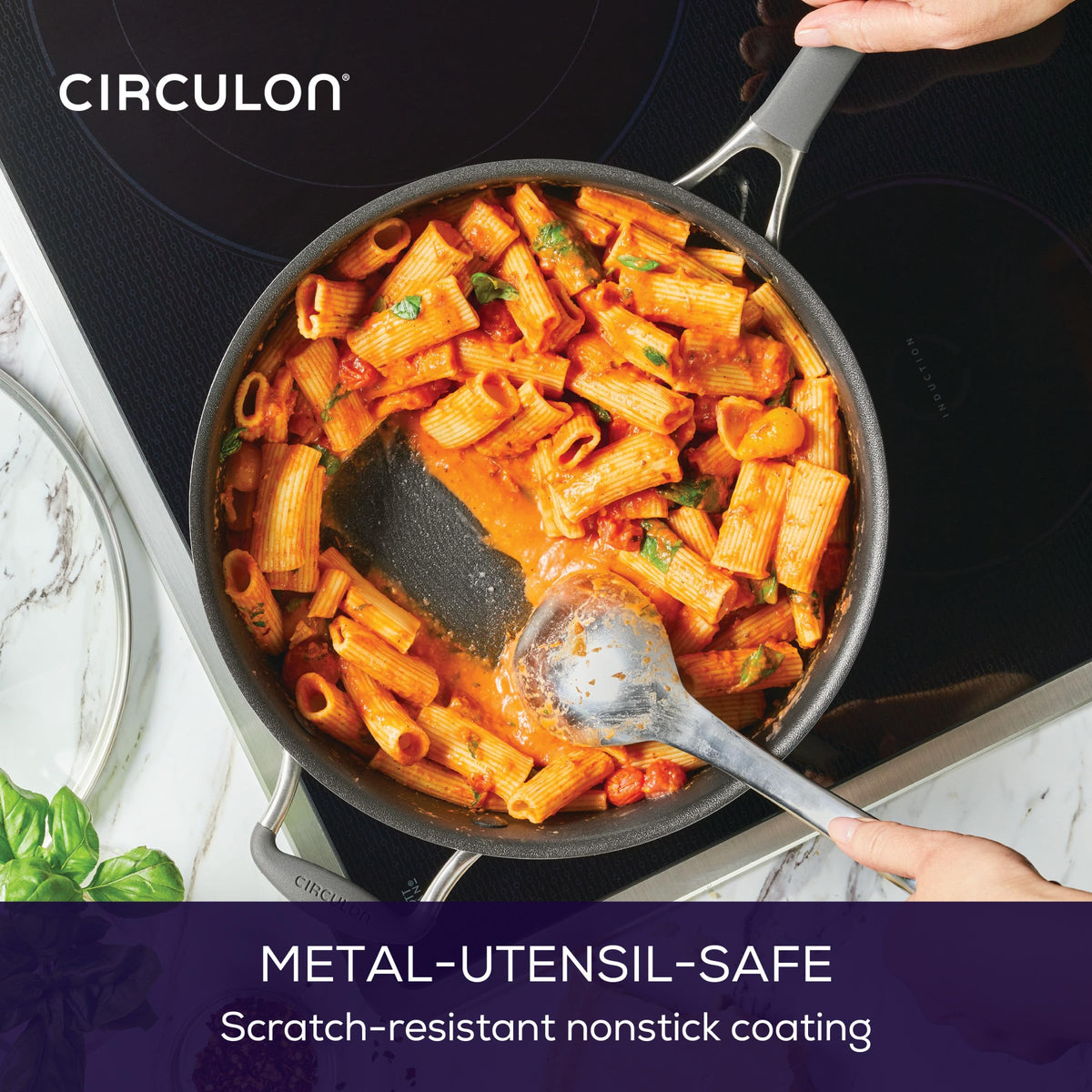 Circulon A1 is dishwasher-safe for convenient cleanup after cooking.